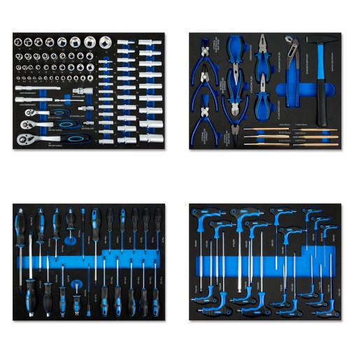 Juego de herramientas EBERTH para 4 cajones con 134 piezas en azul