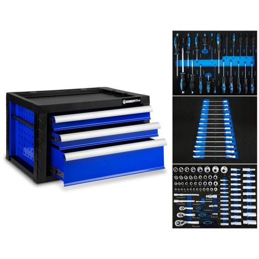 EBERTH Caja de herramientas con 3 cajones incl. herramientas azul